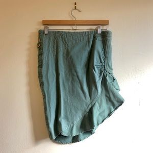 One of a Kind Vintage Green Denim Asymmentrical Skirt